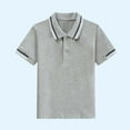 thumbnail image 5 of Babcutegg Polo Shirts for Kid Boys and Girls Color Blocking Campus Style Regular Fit with Button Casual Fashion Kid Spring and Summer School Uniform Gray Size 12-13, 5 of 6