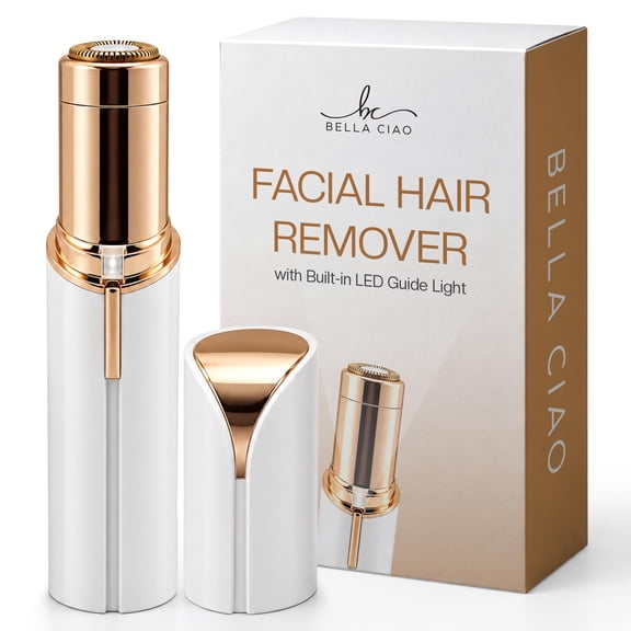 Bella Ciao Facial Hair Remover for Women, Cordless Face Razor and Dermaplaning Shaver with LED Light for Peach Fuzz on Chin and Upper Lip, Includes Cleaning Brush, AA Battery Not Included