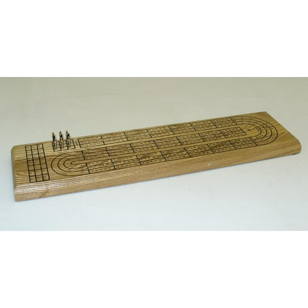 Three Track Cribbage Board w/Oak Finish New