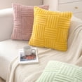 thumbnail image 3 of Faux Wool Throw Pillow Covers 20inx20in/12inx20in/18inx18in Inches Decorative Farmhouse Velvet Couch Pillow Case Soft Plush Square Boho Cushion Pillowcase, Embroidery, Geometric, Home, 3 of 4
