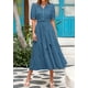 thumbnail image 3 of Vestido midi PRETTYGARDEN para mujer, verano 2025, cuello en V con bolsillos, 3 of 9