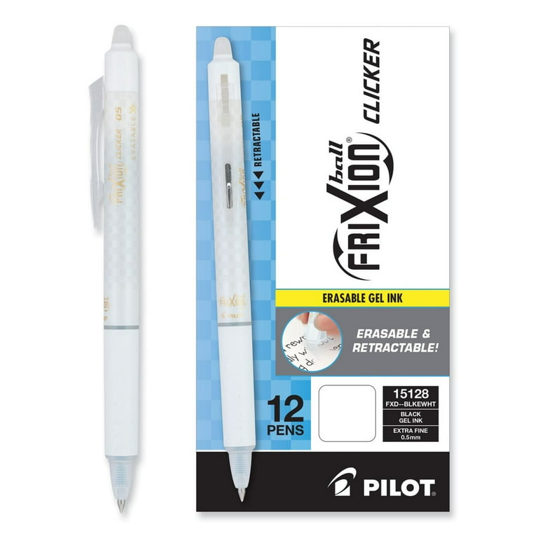 FriXion Clicker Design Erasable Gel Pen, Retractable, Extra-Fine 0.5 mm, Black Ink, White Barrel, Dozen FriXion Clicker Design Erasable Gel Pen, Retractable, Extra-Fine 0.5 mm, Black Ink, White Barrel, Dozen