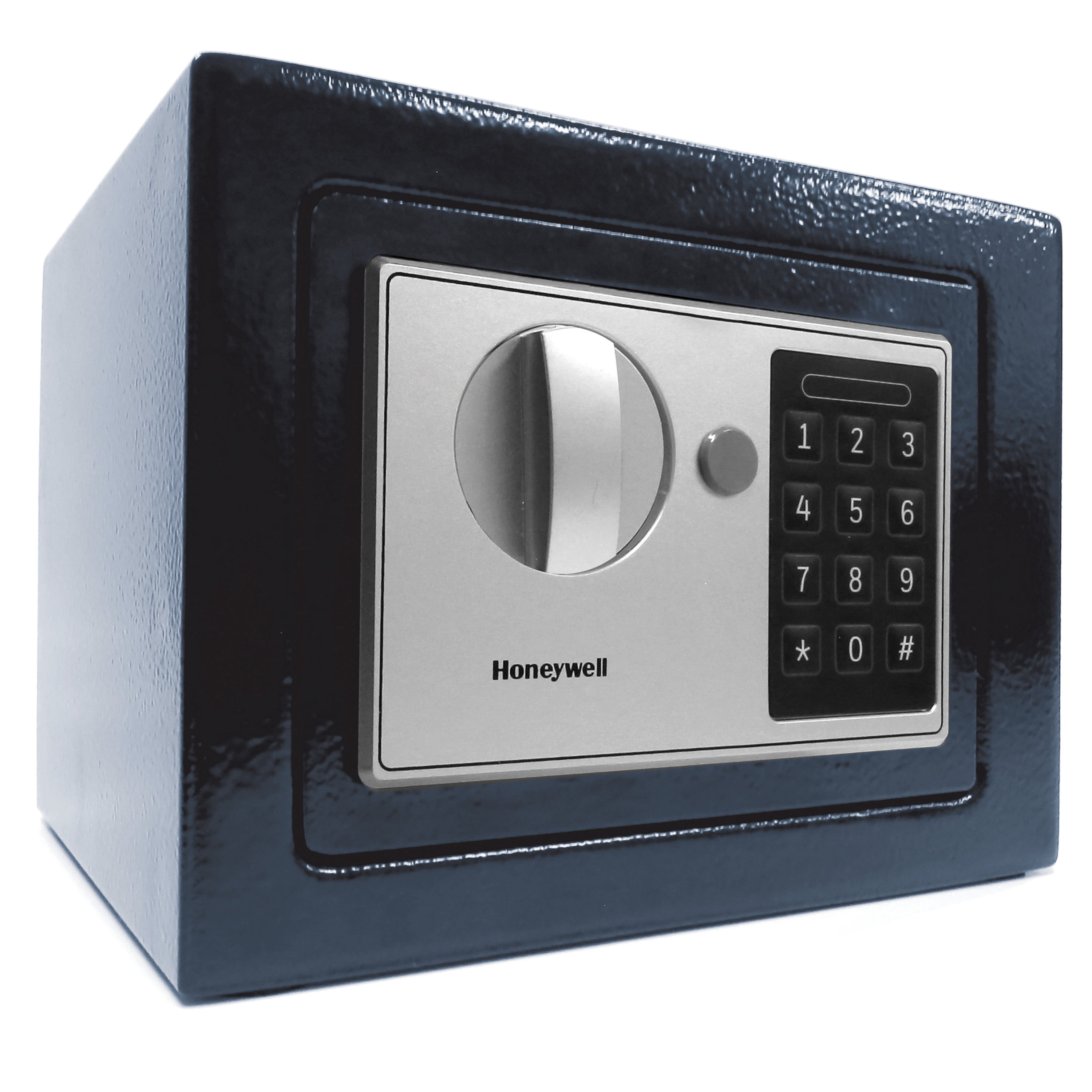 Honeywell Safes, 0.15 Cu ft, Navy Compact Steel Digital Lock Security Box Safe with Key, 5605B