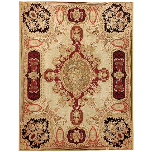 Due Process Stable Trading Aubusson Louis XV Gold & Black Area Rug, 6 x 9 ft.