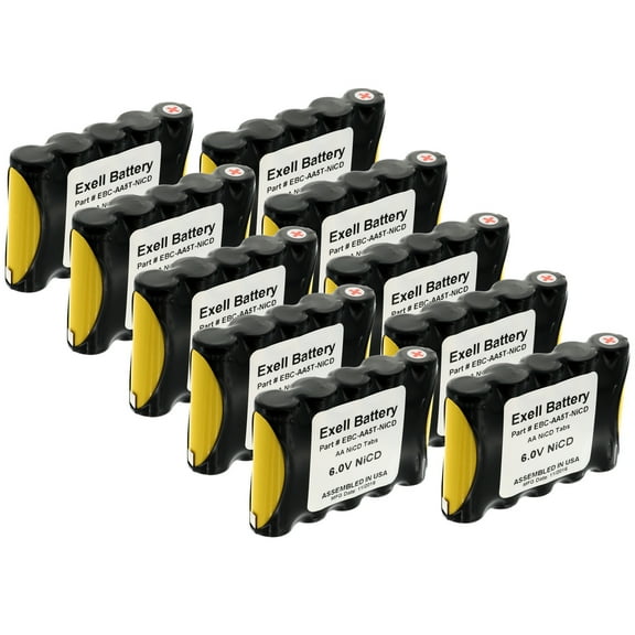 10pc Exell  6V 1000mAh (5xAA) NiCd Custom Battery Pack w/ Tabs
