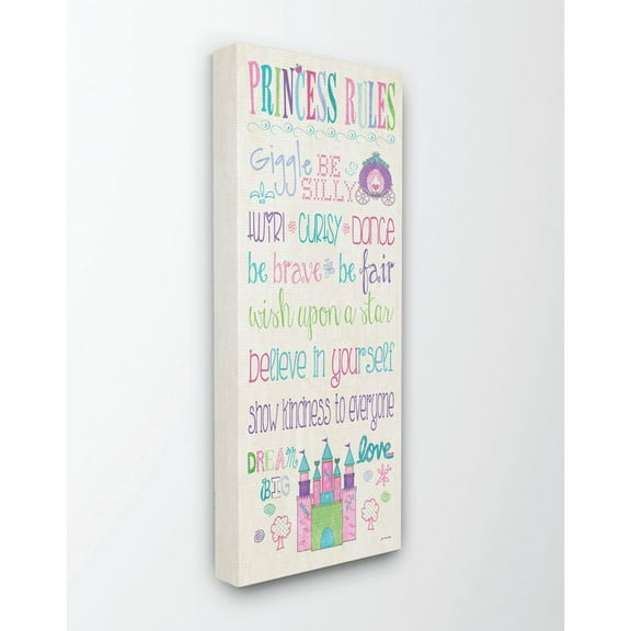 The Kids Room by Stupell Princess Rules With Castle And Carriage Canvas Wall Art by Jo Moulton