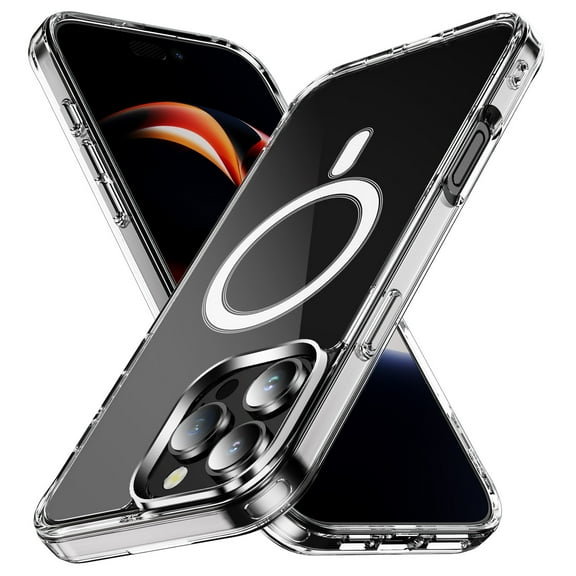 Allytech Clear Magnetic Case for Apple iPhone 16 Pro Max, [Thin & Light] [Non-Yellowing] Shockproof Soft TPU Bumper Hard PC Back Case with Plating Button, Full Body Protection Anti-Scratch Case, Clear