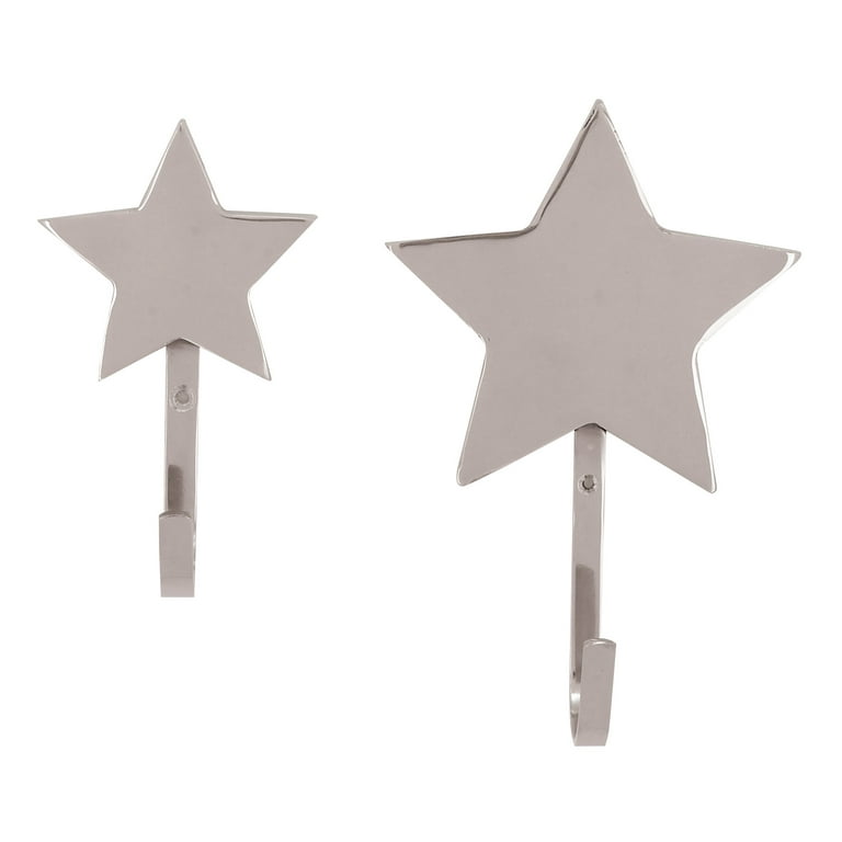 Decode Set of 2 glam 6 and 9 Inch stainless steel star wall hooks