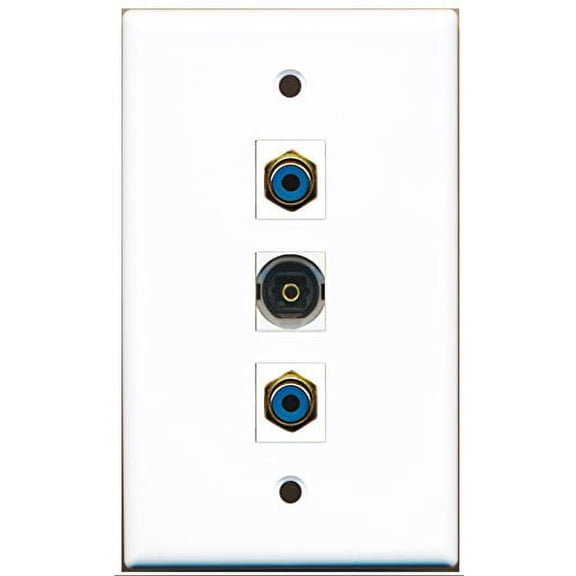 RiteAV - 2 Port RCA Blue and 1 Port Toslink Wall Plate