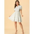 thumbnail image 3 of Vestido Con Botones Y Cuello En V Con Estampado Floral Y Volantes Para Mujer Blanco M, 3 of 6