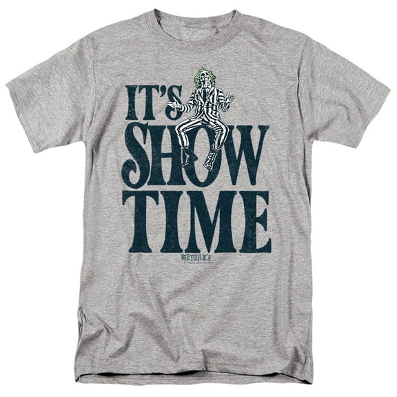 Beetlejuice Its Showtime Text Unisex Adult T-Shirt, Athletic Heather, Small