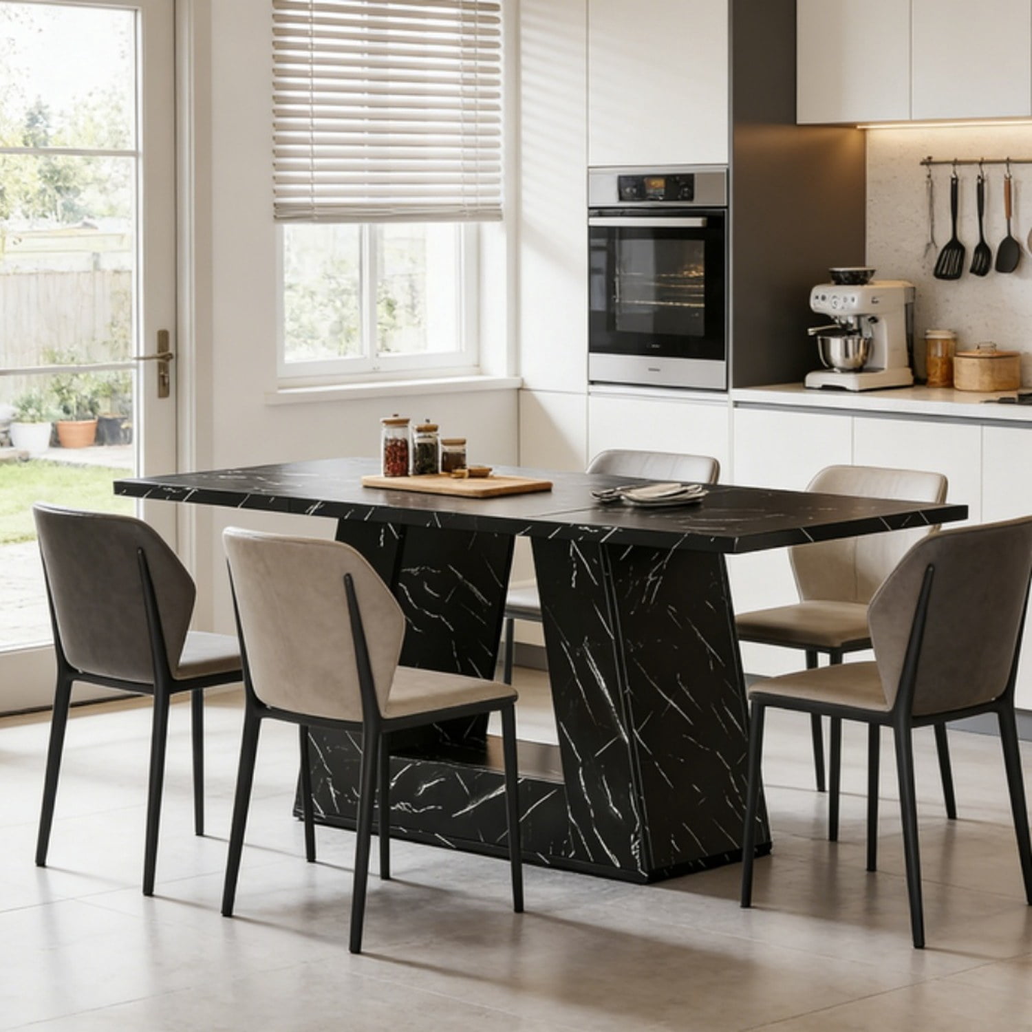 Dining Table, Seats 4-6, Modern Trapezoidal Legs