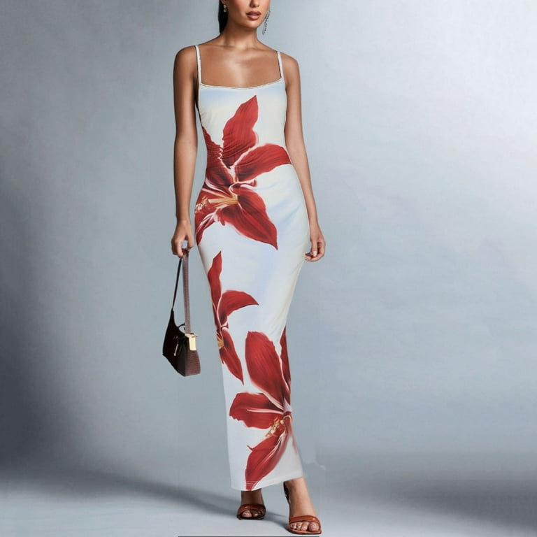 chinese dress ladies Tie Dye Printed Cami Bodycon Maxi Dress