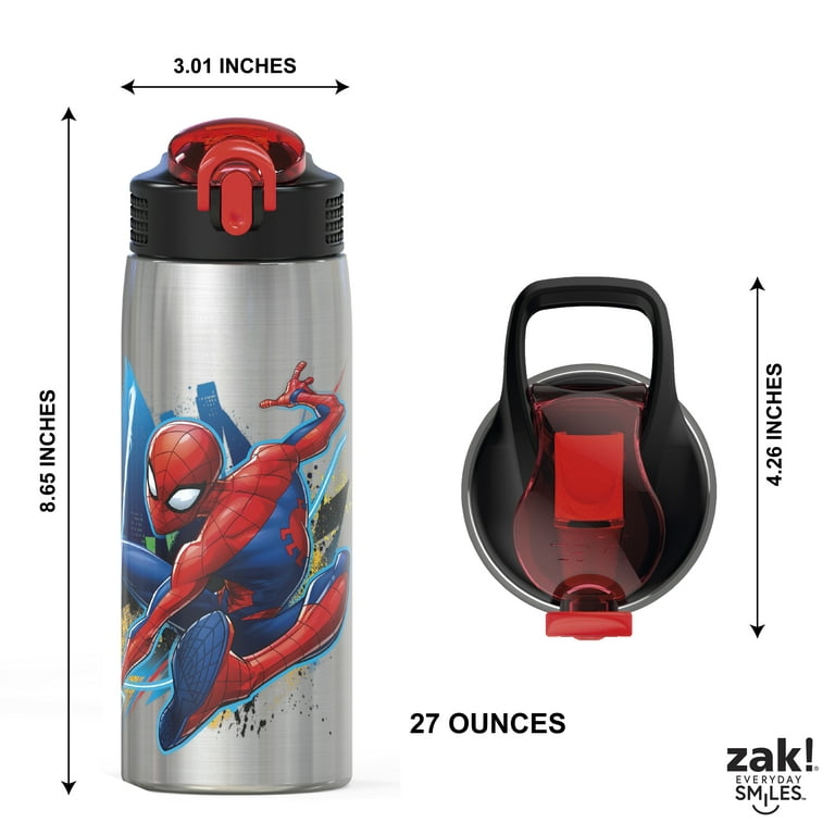Zak Designs 15.5 oz Kids Water Bottle Stainless Steel with Push-Button  Spout and Locking Cover, Marvel Spider-Man - Walmart.com