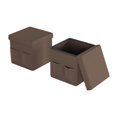 thumbnail image 5 of Juego de 2 otomanas con bolsillos de almacenamiento – reposapiés plegables de 15 pulgadas o organizadores de almacenamiento para dormitorio, sala de estar o dormitorio de Lavish Home (marrón), 5 of 5