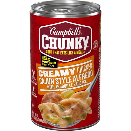 Campbells Chunky Creamy Chicken Cajun Style Alfredo With Andouille Sausage Soup, 18.8 Oz Can
