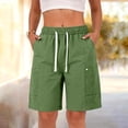 thumbnail image 7 of Evdexr Cargo Shorts Women Drawstring Knee Length Bermuda Shorts Summer Wide Leg Work Shorts Lightweight Elastic Waist Casual Short with Multi Pockets Army Green M, 7 of 7
