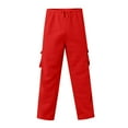thumbnail image 5 of Men's Casual Cargo Sweatpants - Fleece Loose Fit Open Bottom with Pockets Drawstring Waist Athletic Pants for Men's Daily Wear​ Red 5XL, 5 of 5