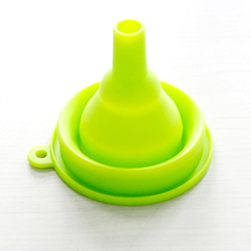 Practical Collapsible Foldable Hopper Kitchen Tools Gadget，Green Rurah Silicone Funnel 