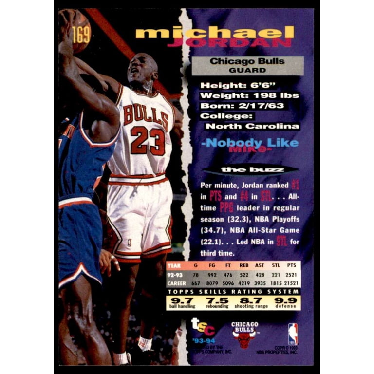 Michael Jordan Card 1993-94 Stadium Club #169 - Walmart.com
