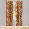thumbnail image 2 of Ambesonne Floral Curtains, Red Poppies and Leaves Art, Pair of 28"x84", Dark Pink and Fern Green, 2 of 4