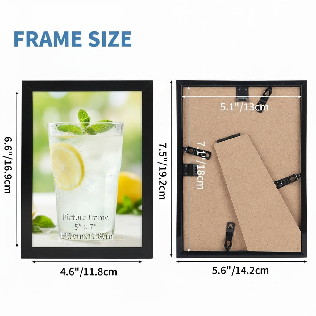 5x7 Picture Frames 18 Pack Black Photo Frames for Wall or Tabletop Display