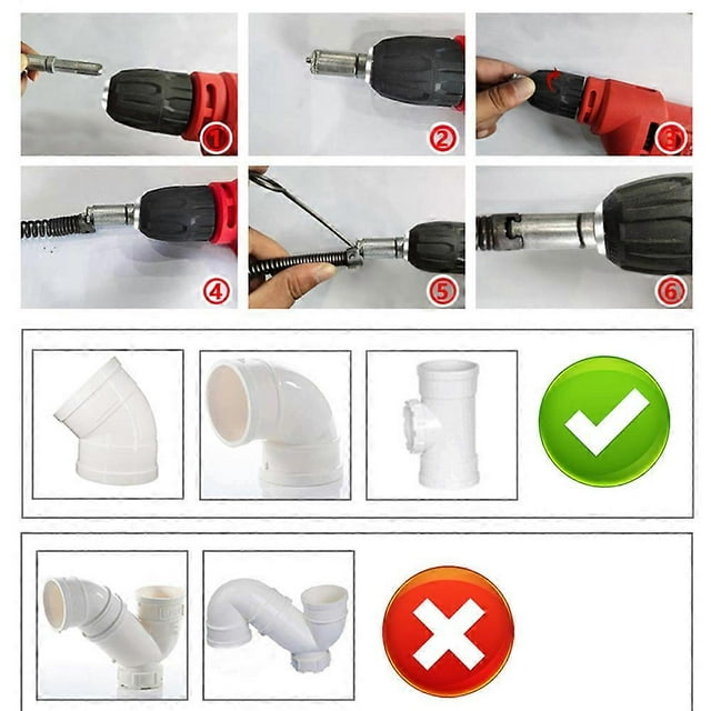 Multifunction Pipes Dredging Tool Spring Pipes Sewer Bathroom Kitchen Drain Pipes Unblocker Pipeline Clogged Removing Tool Work with Electric Drill