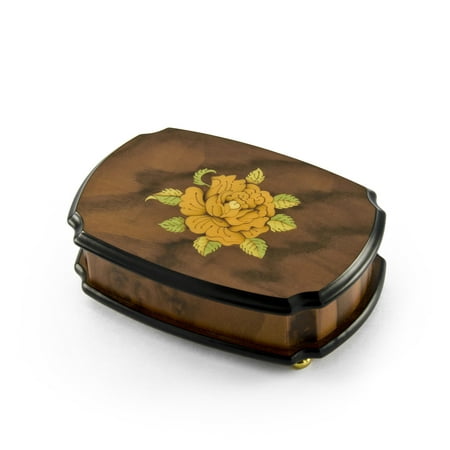 Handcrafted 30 Note Single Rose Sorrento Musical Jewelry Box - Bridge Over Troubled Water