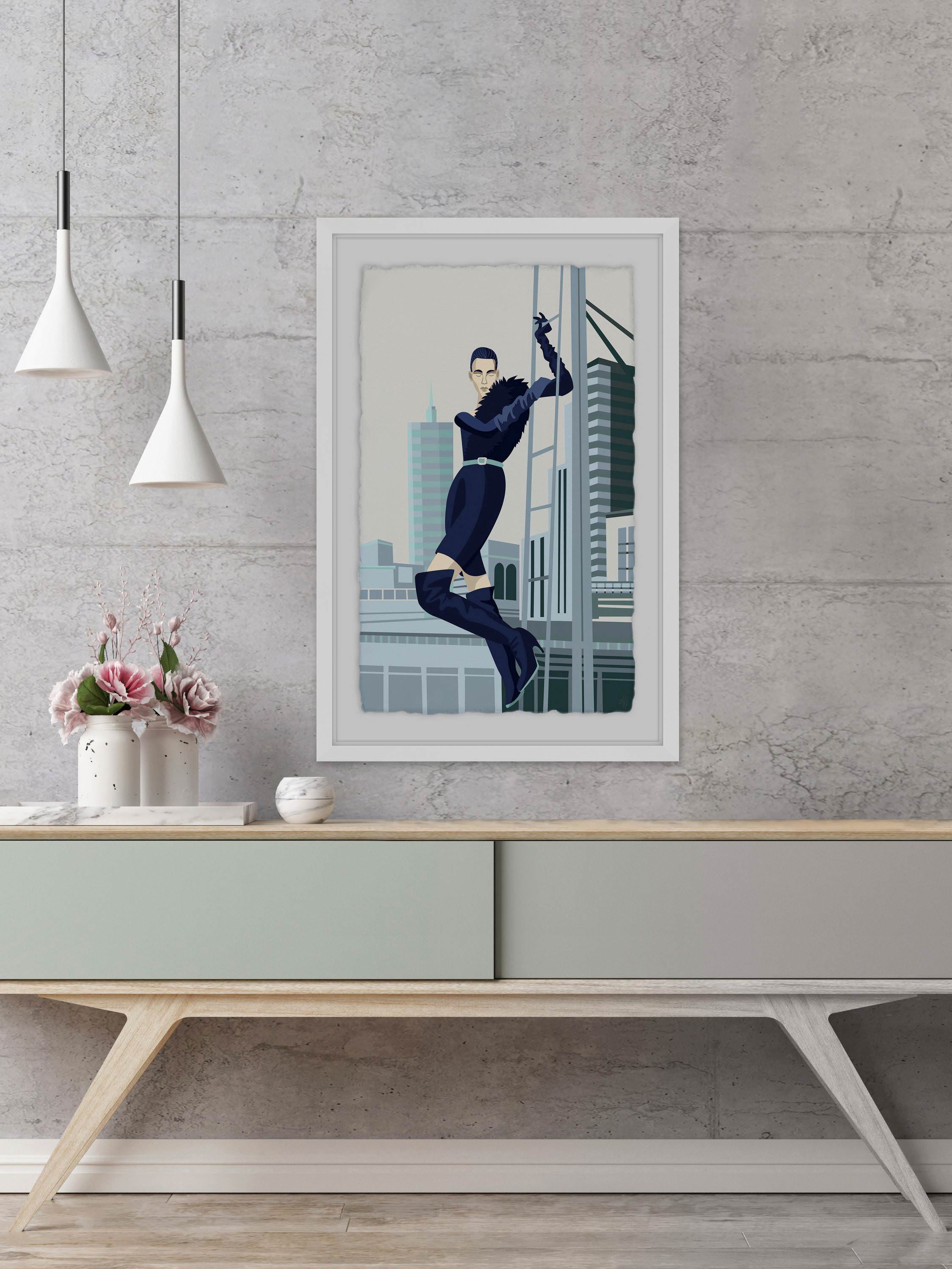 Urban Fashion Fur Framed Painting Print
