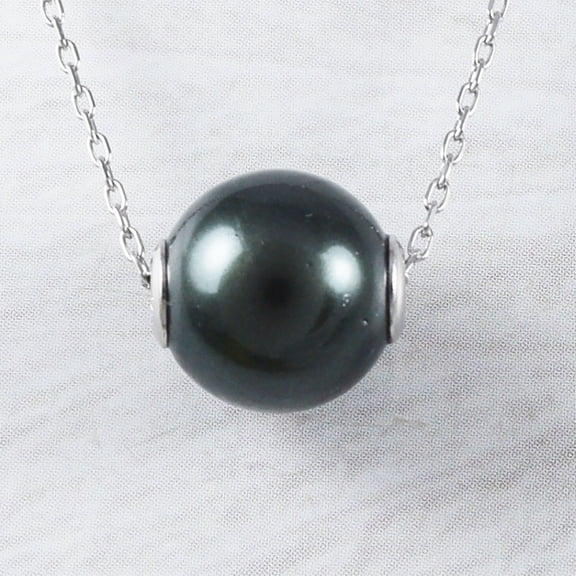 Unique Gorgeous Hawaiian Black Shell Pearl Necklace, Sterling Silver Shell Pearl Adjustable Necklace, N9332 Birthday Mom Gift, Statement PC