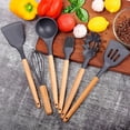 thumbnail image 5 of Juego de 2 utensilios de cocina de silicona para encimera, utensilios de cocina de madera, 5 of 5