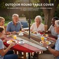 thumbnail image 2 of Round Outdoor Tablecloth with Umbrella Hole and Zipper, Red Pink Fitted Table Cover with Elastic Edge for 36-44 Inch, Farmhouse Wood Grain Vintage Brown Striped Waterproof Patio Tablecoths for Picnic, 2 of 9