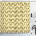 thumbnail image 1 of Geometric Shower Curtain, Sand Ruffles Print on Hot Deserts Inspired Stained Curvy Zig Zags, Fabric Bathroom Set with Hooks, 69W X 84L Inches Extra Long, Pale Coffee and White, by Ambesonne, 1 of 3