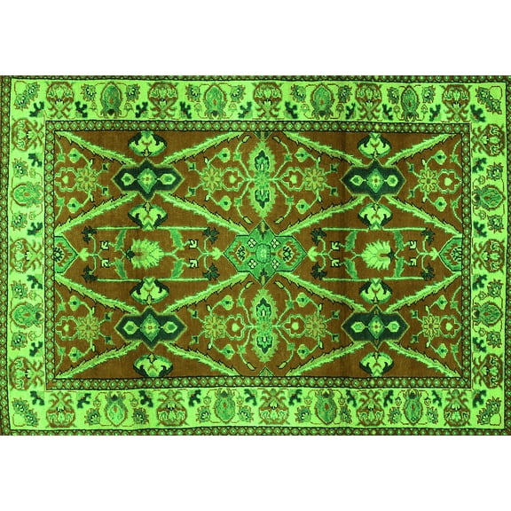 Ahgly Company Indoor Rectangle Geometric Green Traditional Area Rugs, 8' x 10'