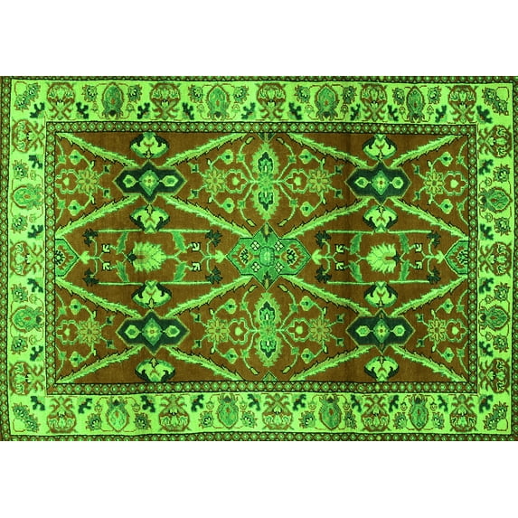 Ahgly Company Indoor Rectangle Geometric Green Traditional Area Rugs, 7' x 10'