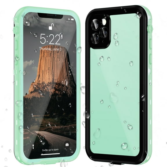 Janazan for Apple iPhone 12 Pro Max Waterproof Protective Case with Screen Protector-Light Green