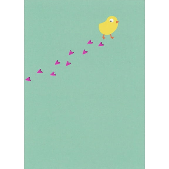 RSVP Baby Chick Leaving Heart Shaped Pink Foil Footprints Easter Card