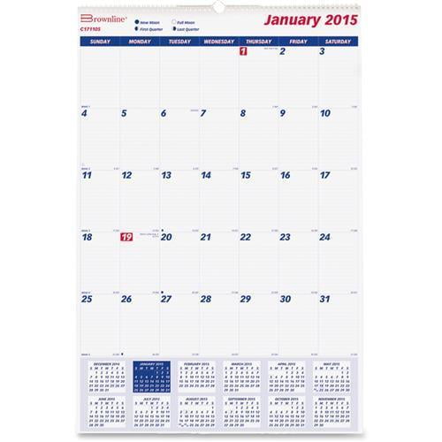 C171105 Brownline Monthly Wall Calendar Monthly 20" x 30" 1 Year