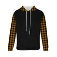 thumbnail image 4 of Lorytime Warm Hoodies for Men Plaid Fleece Streetwear Sweatshirt Long Sleeve Drawstring Pullover with Pocket Tops Yellow, 4 of 5
