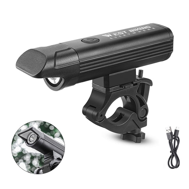 Aluminum Alloy Bright Bicycle Light Multifunctional USB Rechargeable Bike Front Light Waterproof Road Bike Light Cycling Safety Lamp Portable Handheld Flashlight