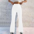 thumbnail image 2 of Jxximdong Leggings for Women Womens Stretch High Waist Leggings Regular Solid Flared Pants Active Workout Yoga Pants Trousers White L Yoga Pants, 2 of 5