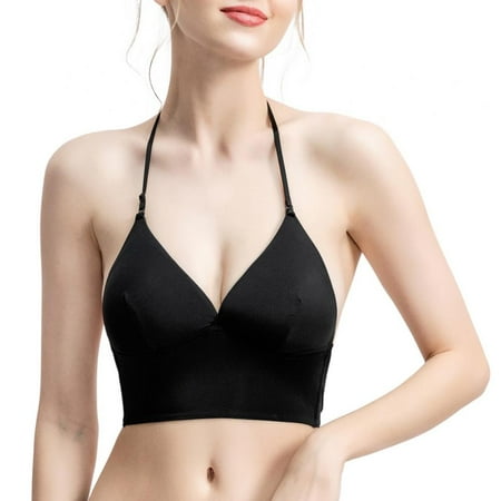 

Women s Sexy Spaghetti Strap Low Back Bralettes Deep v Wire-Free Bra Backless Bras Padded Seamless Sleeping Bra