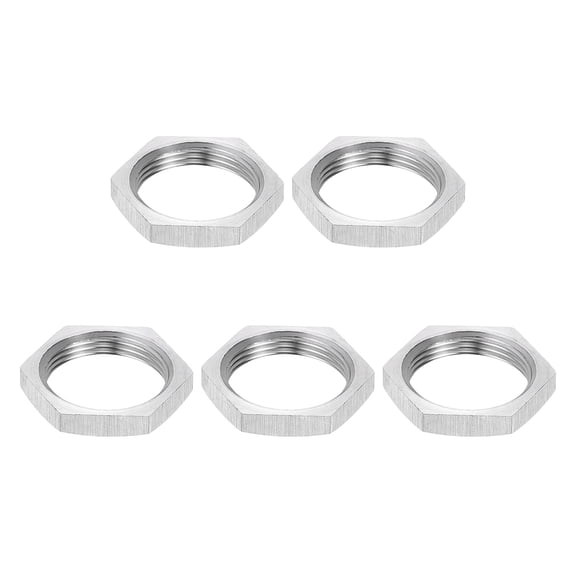 Uxcell M18x1x4mm Hex Nuts, 5Pcs 304 Stainless Steel Metric Fine Thread Hexagon Thin Lock Nuts Fasteners for Machinery Manufacturing, Industrial Use, 22mm Width