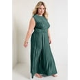 thumbnail image 3 of June & Vie Women's Plus Size Boatneck Plisse Cap-Sleeve Maxi Dress, 3 of 4