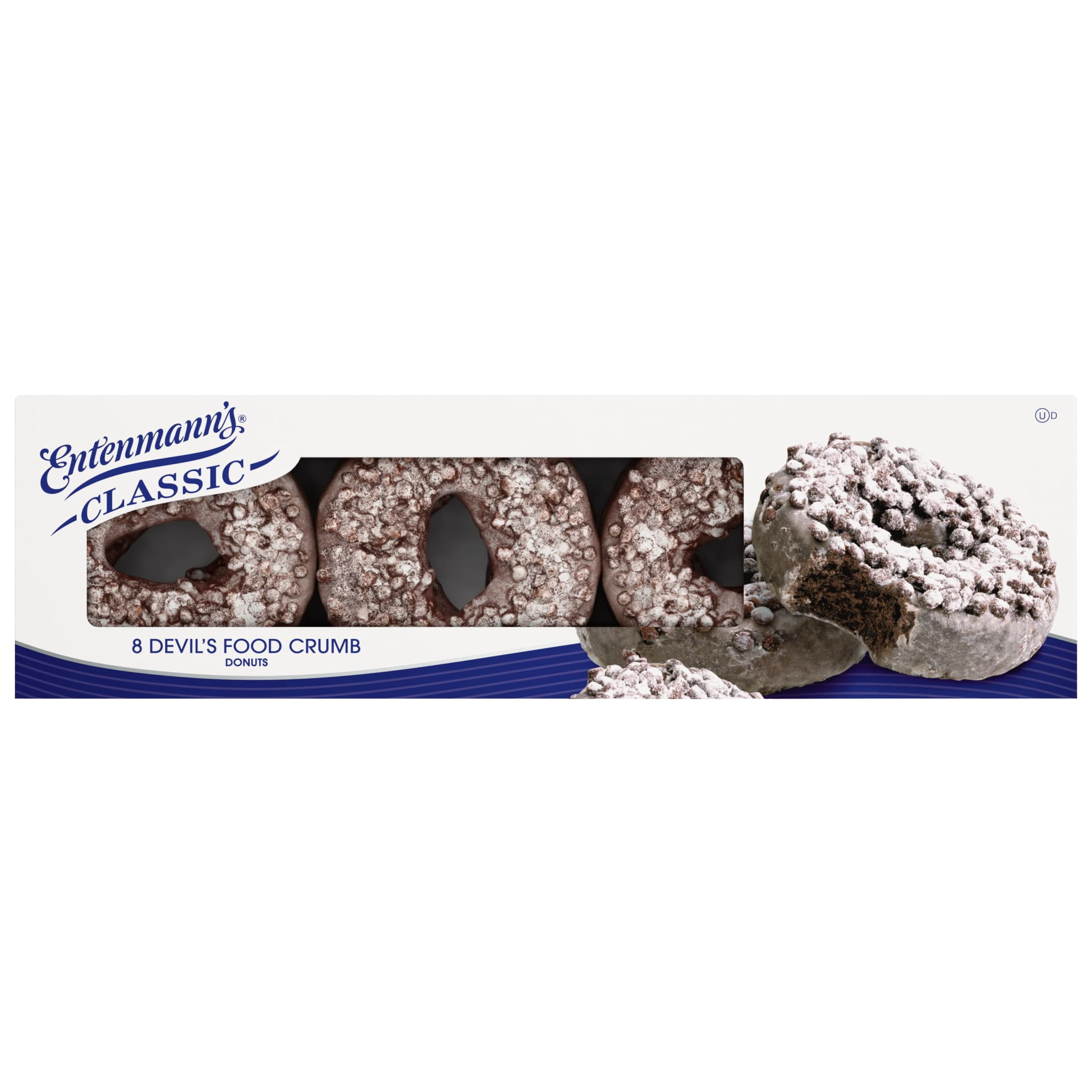 Entenmann's Devil's Food Crumb Donuts, 8 count, Chocolate Donuts, 16.5 oz Box