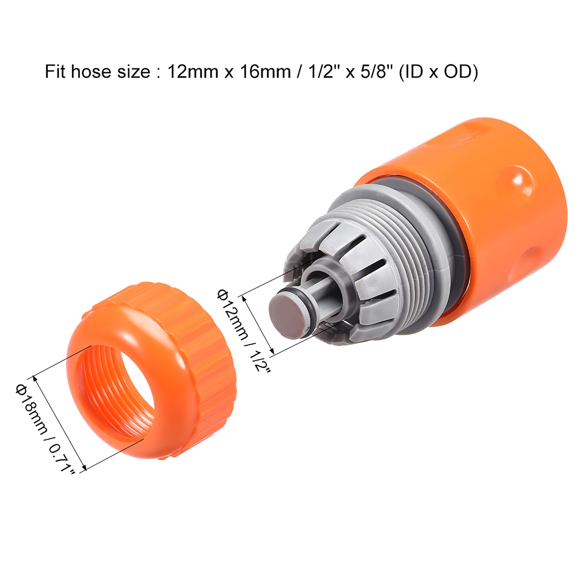 12mm to 16mm Water Hose Pipe Connector Connection Fitting Adapter Pack of 2 