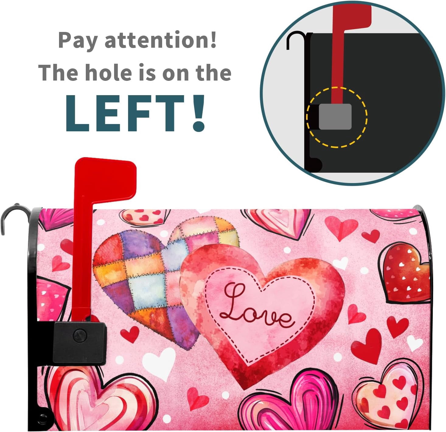 Valentine''s Day Magnetic Mailbox Cover Red Pink Heart Mailbox Cover Magnetic Standard Size 21 X 25.5 Inch Valentine Mailbox Post Cover Mailbox Wraps Mailbox Decor for Home Garden Outdoor Yard