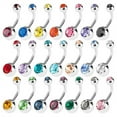 thumbnail image 2 of 12pcs Shining Ball Rhinestone Belly Rings Crystal Rhinestone Navel Button Rings Dangle Bar Ring Body Piercing Jewel, 2 of 8