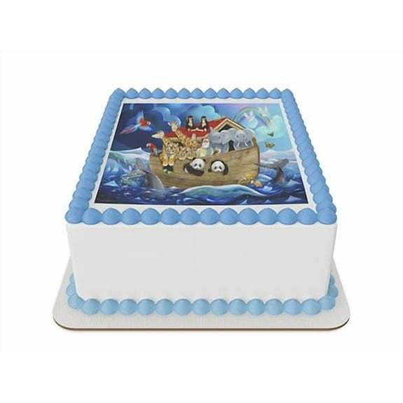 Noahs Ark with animals Edible Icing Sheet cake topper for 1/4 Sheet cake or larger
