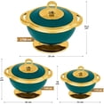 thumbnail image 2 of Casserole Intérieure en Acier Inoxydable Casserole/sans BPA/isolation P.U. Avancée/garde les Aliments Chauds et Frais Chapati, Roti, Biryani et Plus Ensemble d'Articles de Cuisine de 3 (1700 ml, 1100 ml, 600 ml) (Vert Émeraude), 2 of 5